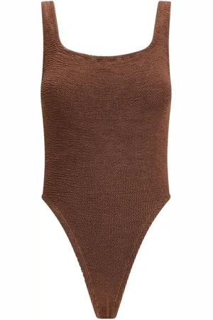 Hunza G Badetøj, Dame, Brun, ONE SIZE, Polyester, Firkantet Halsudskæring Monokrom Badedragt