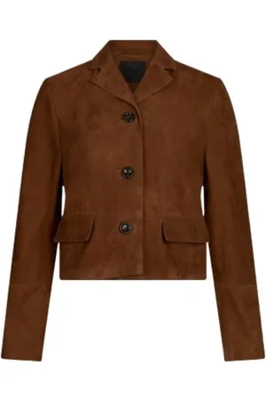 Liu Jo Jakke, Dame, Brun, S, Uld, Kort boxy fit ruskind jakke