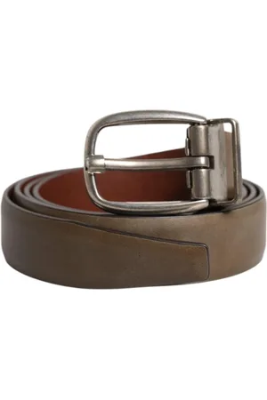 Dolce & Gabbana Tilbehør, Herre, Brun, 105 CM, Læder, Klassisk Metal Logo Spænde Læderbælte