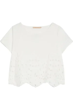 pennyblack Bluser & Skjorter, Dame, Hvid, M, Broderet taffeta T-shirt