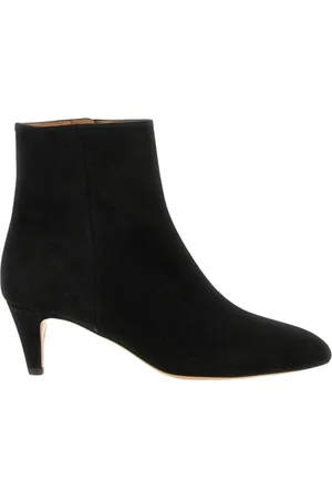 Isabel Marant Sko, Dame, Sort, 37 EU, Læder, Sort Ruskind Kitten Heel Ankelstøvler