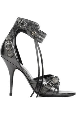 Balenciaga Sko, Dame, Grå, 37 EU, Metallic Sandaler med Stiletto Hæle