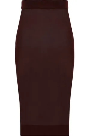 Saint Laurent Nederdel, Dame, Rød, M, Bordeaux Strik Blyant Nederdel