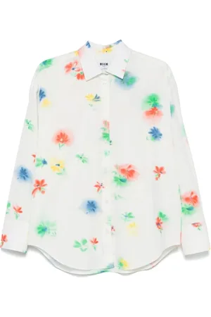 Msgm Bluser & Skjorter, Dame, Flerfarvet, S, Hvide Casual Skjorter