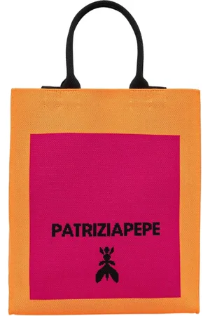 Patrizia Pepe Taske, Dame, Lyserød, ONE SIZE, Uld, Orange Shopper Taske med Jacquard Logo