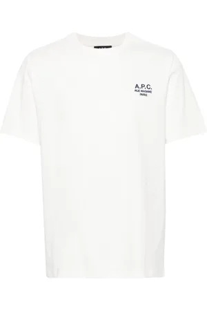A.P.C. Top, Herre, Hvid, M, Bomuld, Broderet Logo Crew Neck T-shirt