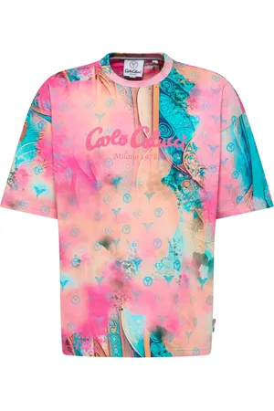 Carlo Colucci Top, Herre, Lyserød, L, Bomuld, Ornament Knit Serie T-Shirt