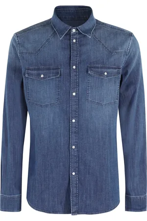 Dondup Skjorte, Herre, Blå, 2XL, Denim, Blå Denim Skjorte Slim Fit