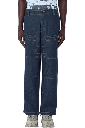 Moncler Jeans, Herre, Blå, XL, Denim, Denim Jeans med Topstitching og Lommer