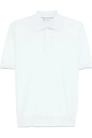 Brunello Cucinelli Top, Herre, Blå, M, Lysblå kortærmet sweater