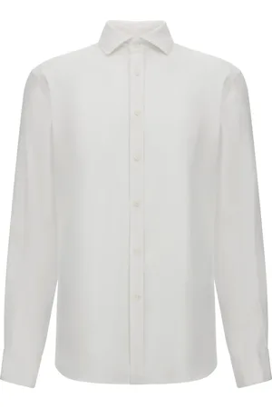 Boggi Milano Skjorte, Herre, Hvid, L, Linned, Regular Fit Linnedskjorte