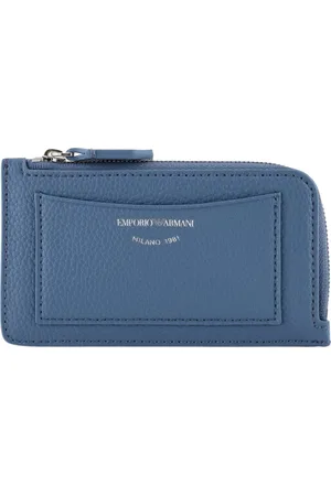 Emporio Armani Tilbehør, unisex, Blå, ONE SIZE, Grå Blå Kort Mønt Pung