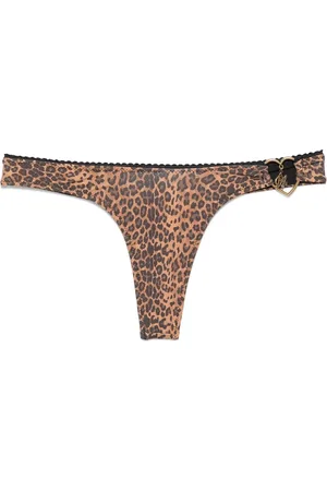 Frankies Bikinis Badetøj, Dame, Brun, S, Leopard Print Strandtøj med Logo Vedhæng
