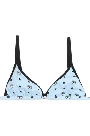 Chiara Ferragni Undertøj, Dame, Blå, L, Bomuld, Logo Print Bralette med justerbare stropper