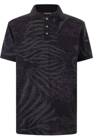 Roberto Cavalli Top, Herre, Sort, M, Bomuld, Polo Shirt med dyreprint