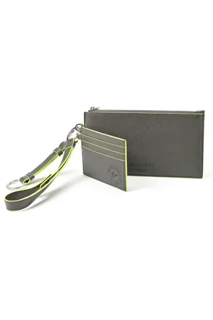 Bvlgari Pre-owned, Dame, Grå, ONE SIZE, Tyl, Pre-owned Laeder pouches