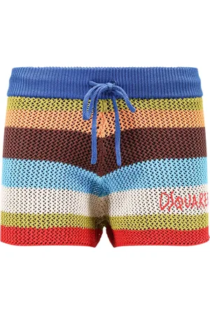 Dsquared2 Shorts, Dame, Flerfarvet, S, Bomuld, Lysblå Shorts med Elastisk Talje