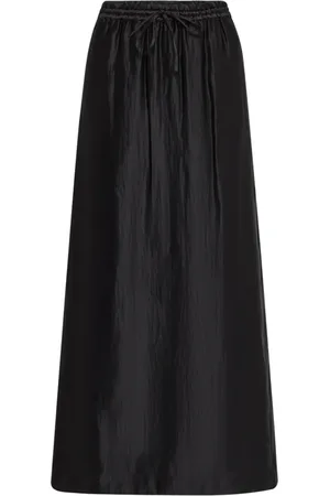 Loulou Studio Nederdel, Dame, Sort, M, Linned, Sort Linned Lang Nederdel Elastisk Talje