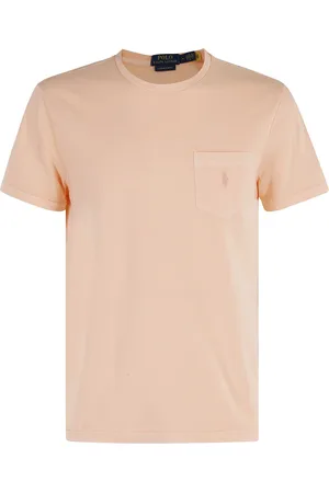 Ralph Lauren Top, Herre, Lyserød, L, Bomuld, Amber Bomuld T-shirt med Broderet Lomme