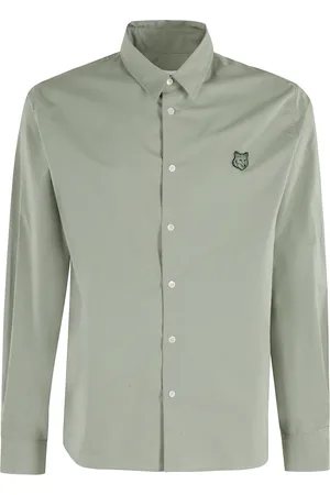Maison Kitsuné Skjorte, Herre, Grøn, XS, Bomuld, Grøn Spids Krave Afslappet Skjorte