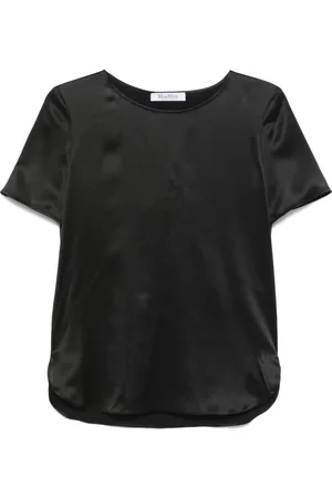 Max Mara Bluser & Skjorter, Dame, Sort, XS, Sort Crew Neck Sweater med Sideslidser