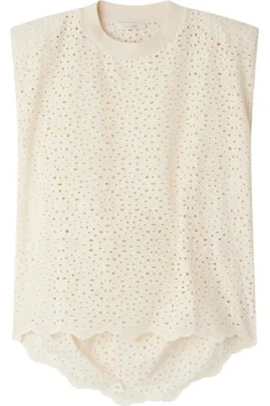 Mes Demoiselles Top, Dame, , XS, Bomuld, Rudy Ærmeløs T-shirt med Broderi