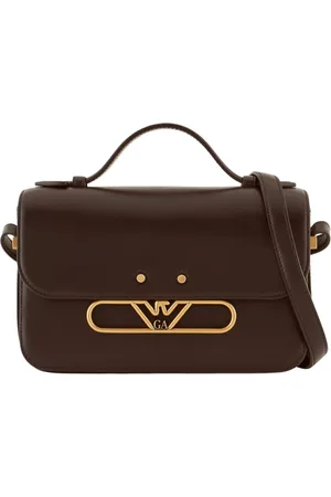 Emporio Armani Taske, Herre, Brun, ONE SIZE, Uld, Læder skuldertaske med logoaccent
