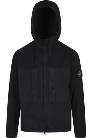 Stone Island Jakke, Herre, Blå, S, Bomuld, Blå Bomuld Elastan Standard Mandetøj