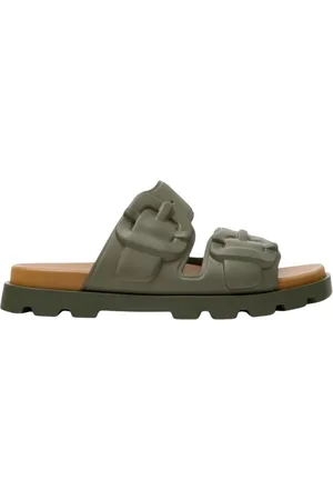 Camper Sko, Herre, Grøn, 45 EU, Uld, Grønne Spænde Sandaler Stilfuld Komfort