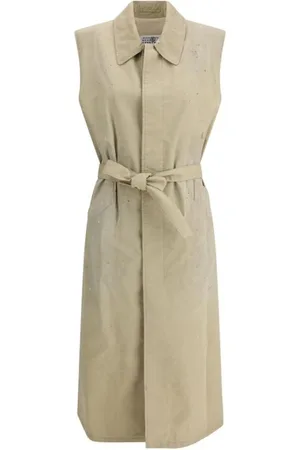 Maison Margiela Kjole, Dame, , S, Bomuld, Elegant Lang Vest med Bælte og Lommer