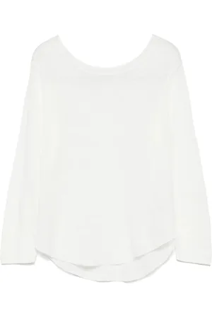 Majestic Strik, Dame, Hvid, XL, Linned, Hvid Linned Sweater Bianco