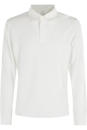 Sunflower Top, Herre, Hvid, M, Bomuld, Langærmet Rugby Vaffel Polo Tee