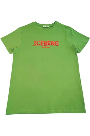 Iceberg Top, Herre, Grøn, M, Bomuld, Grøn Crew Neck Logo T-Shirt