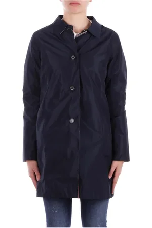 Barbour Frakke, Dame, Blå, XL, Uld, Blå Vendbar Frakke Logo Frontknap
