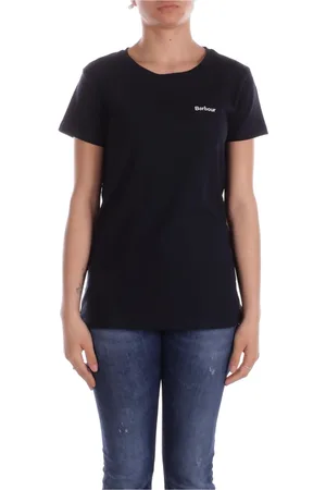 Barbour Top, Dame, Blå, M, Bomuld, Blå T-shirts og Polos Logo Front