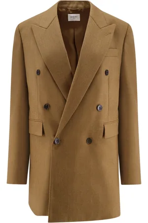 Saint Laurent Frakke, Dame, Brun, S, Uld, Brun Dobbeltbrystet Uldblazer