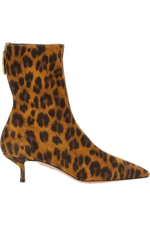 Aquazzura Sko, Dame, Brun, 37 1/2 EU, Leopard Print Ankelstøvler