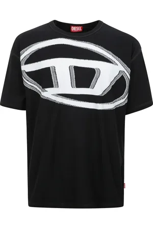 Diesel Top, Herre, Sort, XL, Bomuld, Stiliseret Logo Rund Hals T-shirt