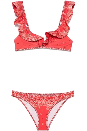 ZIMMERMANN Badetøj, Dame, Rød, S, Uld, Bandana Print Koralfarvet Strandtøj