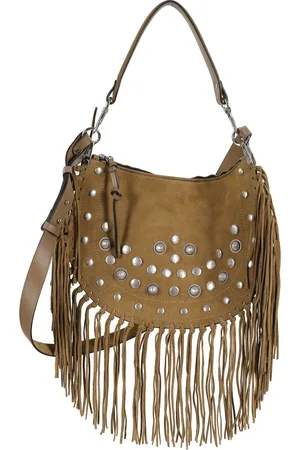 Isabel Marant Taske, Dame, Brun, ONE SIZE, Uld, Taupe Ruskind Taske med Frynser og Nitter