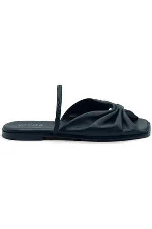 vic matiè Sko, Dame, Sort, 37 EU, Læder, Firkantet åben sandal med sort piercing