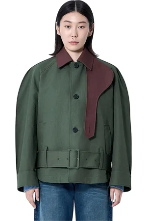 J.W.Anderson Jakke, Dame, Grøn, XS, Bomuld, Bomuld Blouson Jakke med Bælte