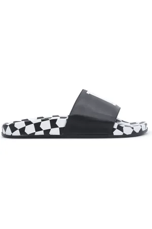 Rhude Sko, Herre, Sort, 40 EU, Læder, Checkered Leather Sliders