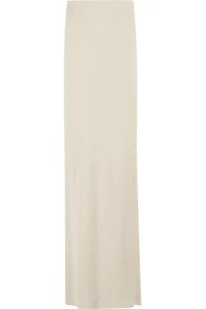 ERIKA CAVALLINI Nederdel, Dame, Hvid, XS, Linned, Linned Midi Nederdel med Slids