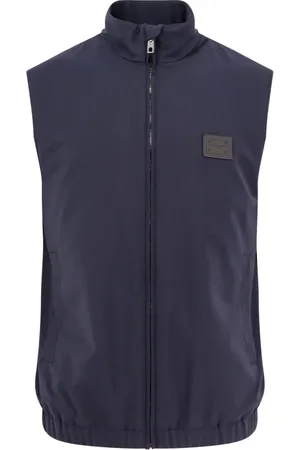 Dolce & Gabbana Jakke, Herre, Blå, XL, Uld, Blåt Tøj med Lynlås og Elastisk Bund
