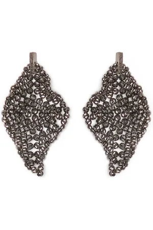 Brunello Cucinelli Tilbehør, Dame, Grå, ONE SIZE, Elegante Bijoux Sølvfarvede Øreringe Par