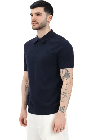 Tommy Hilfiger Top, Herre, Blå, 2XL, Bomuld, Blå Polo Skjorte Forår Sommer