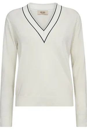 Mos Mosh Strik, Dame, , M, Uld, V-Neck Striktrøje i Ecru