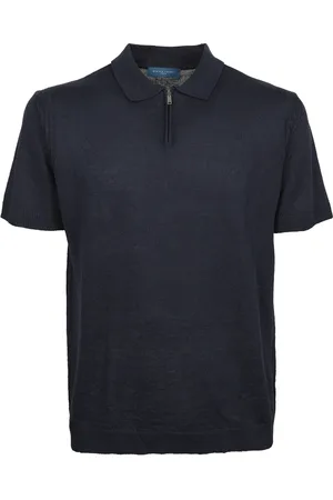 Daniele Fiesoli Top, Herre, Blå, XL, Bomuld, Blå Bomuld Linned Lynlås Polo