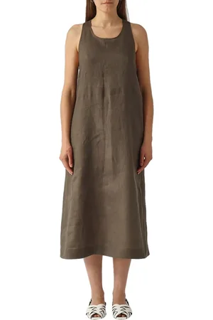 Max Mara Kjole, Dame, Grøn, XS, Linned, Casual-chic Linnedragt med Rygdetalje